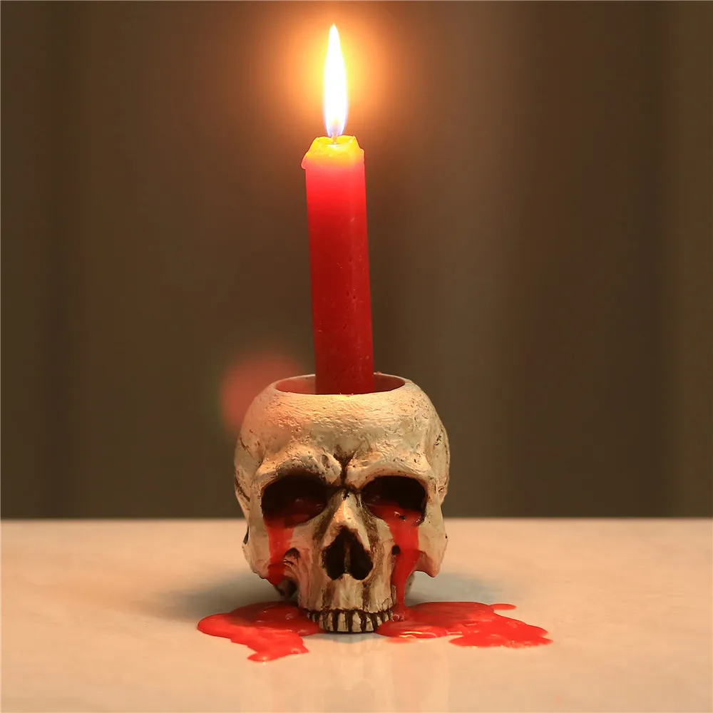 High Quality Environmentally Friendly Resin Skeleton Candle Holder Container For Halloween