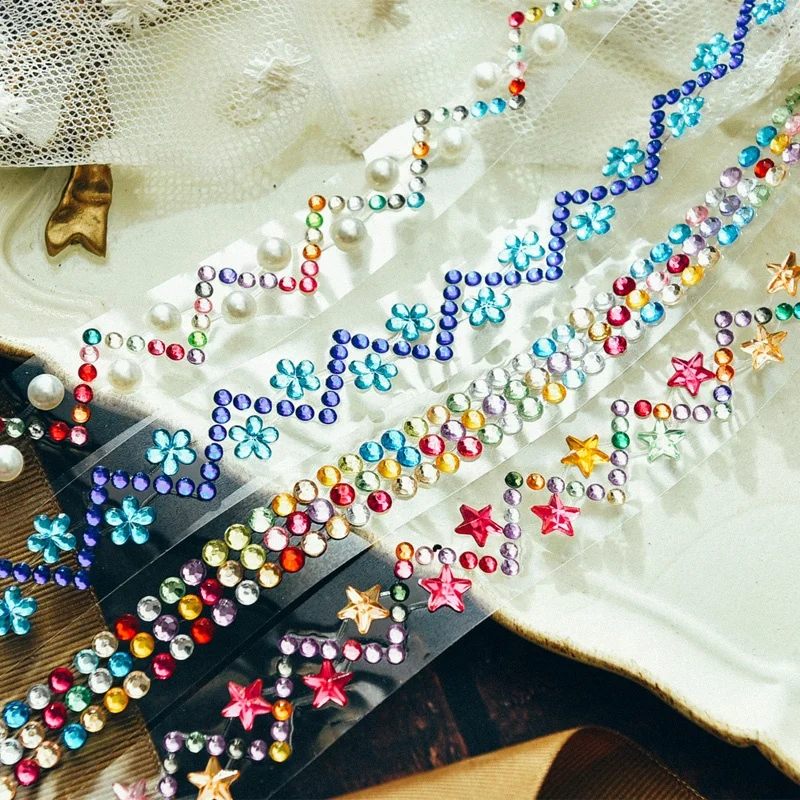 Custom Design DIY Assorted Size Self-Adhesive Rhinestone Sticker Bling Craft Jewels Crystal Gem Stickers