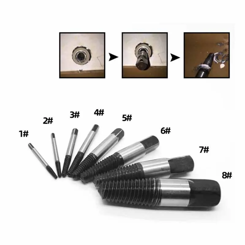 SDPSI 5-8Pcs Set Damaged Screws Extractor Center Drill Bits Guide Set Broken Damaged Bolt Remover Speed Easy Set