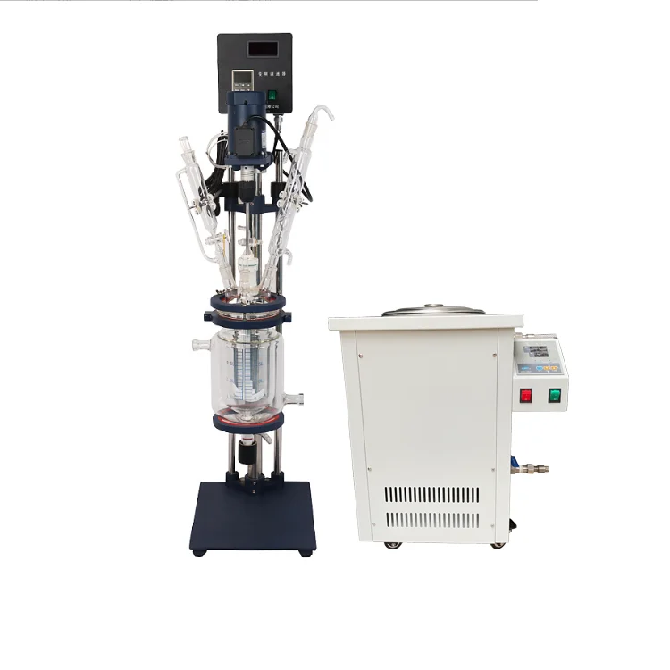 1L 2L 3L 5L best price jacketed glass reactor with oil bath lab jacketed glass reactor