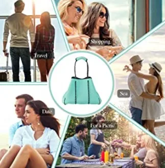 Многофункциональная большая модная Неопреновая женская сумка с перфорацией, летняя пляжная сумка, неопреновая сумка-тоут