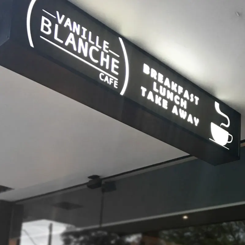 Hanging Top Led Advertising Cabinets Sign Under Awning Double Sided Illuminated Lightbox Led Light Box Sign