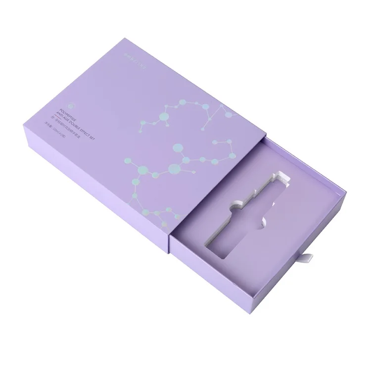UV spot gift Essential Oil drawer packaging cute cardboard small paper sliding Perfume Box with Ribbon puller Drawer Box Packing