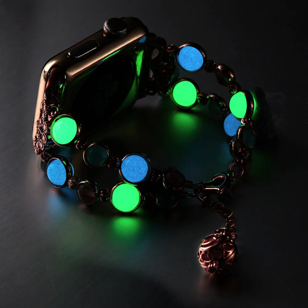 Wholesale Quality Watchband Gems Stones Luminous Bead Stainless Steel Watch Strap Bands For Samsung Galaxy Active