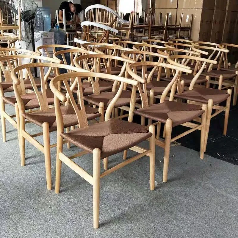 Stacking Wooden Wishbone Chair  Y Type Wood Chair Natural Color Good Weaving Thick Paint