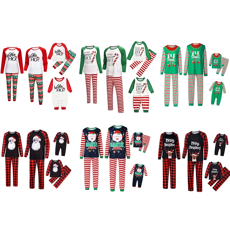 2021 New Arrival Parent-child Full Sleeve Family Matching Outfit Xmas Sleepwear Christmas Pjs Family