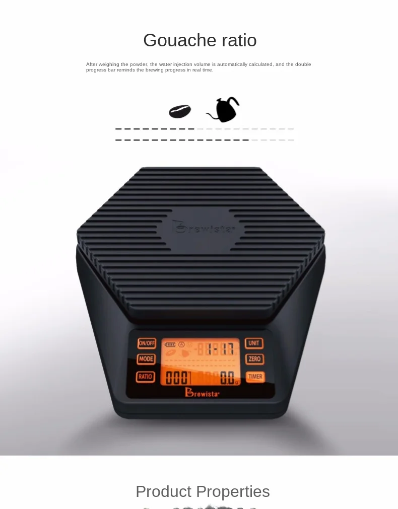 Brewista Smart-Multi-mode Electric-Scale-0.1g To 2Kg-Pour-Over-Coffee-Scale With Timer Digital Kitchen Food Drip Coffee Scale