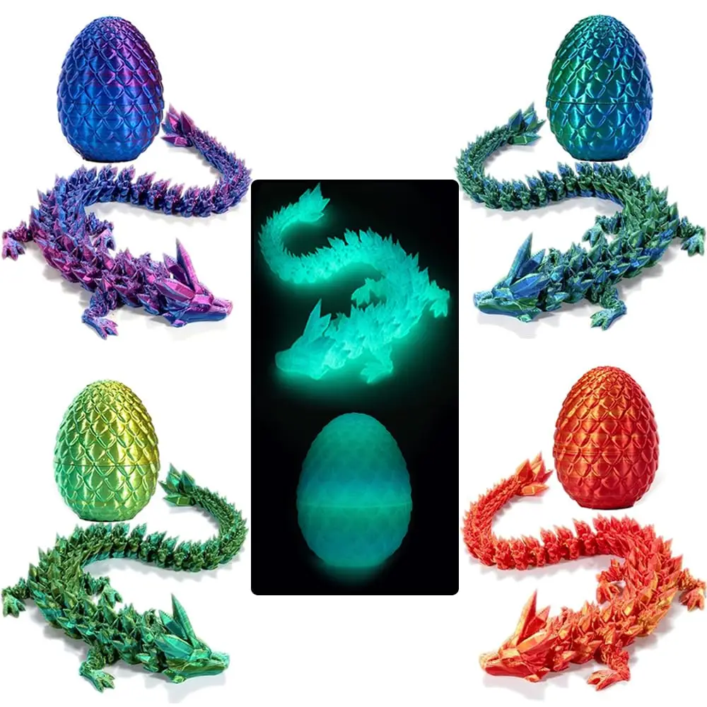 Creative Hot Play 3D Printed Dragon Egg Dinosaur Kid Toy Laser Color Jewel Dragon Decoration