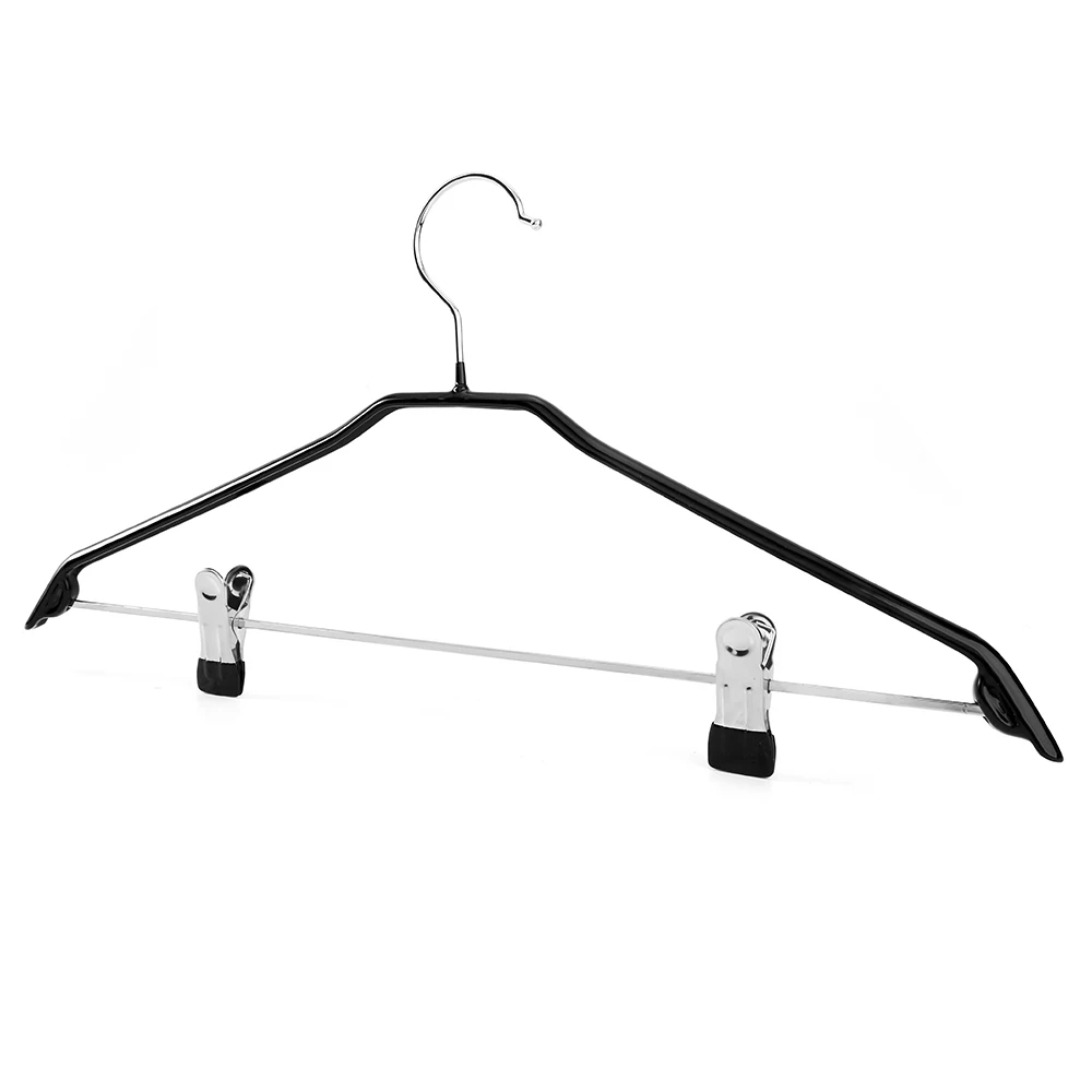 Wholesale Quality PVC Rubber Coated Metal Clothes Pants Hangers With Clips