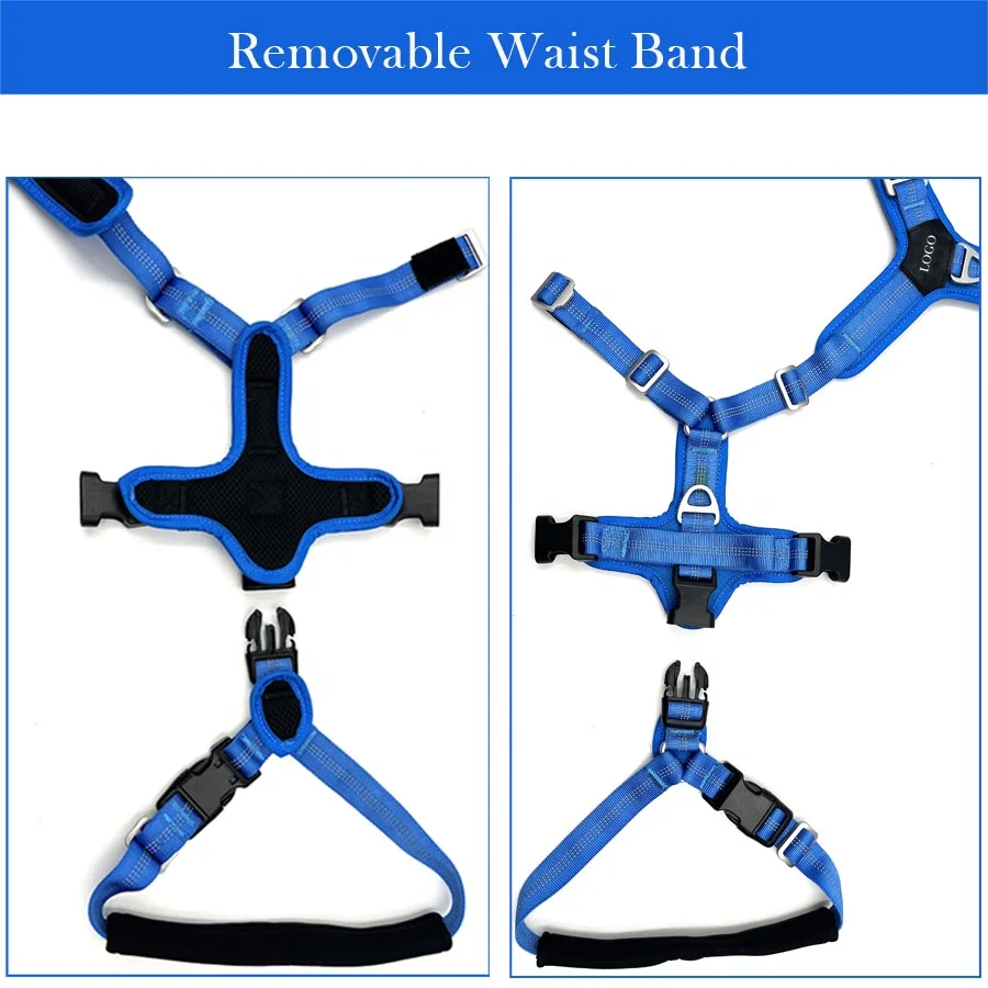 Full Body Vest Removable Waist Strap Double Clip Shutter Neck Buckle Reflective Webbing Tactical Strong Dog Harness for Big Dog