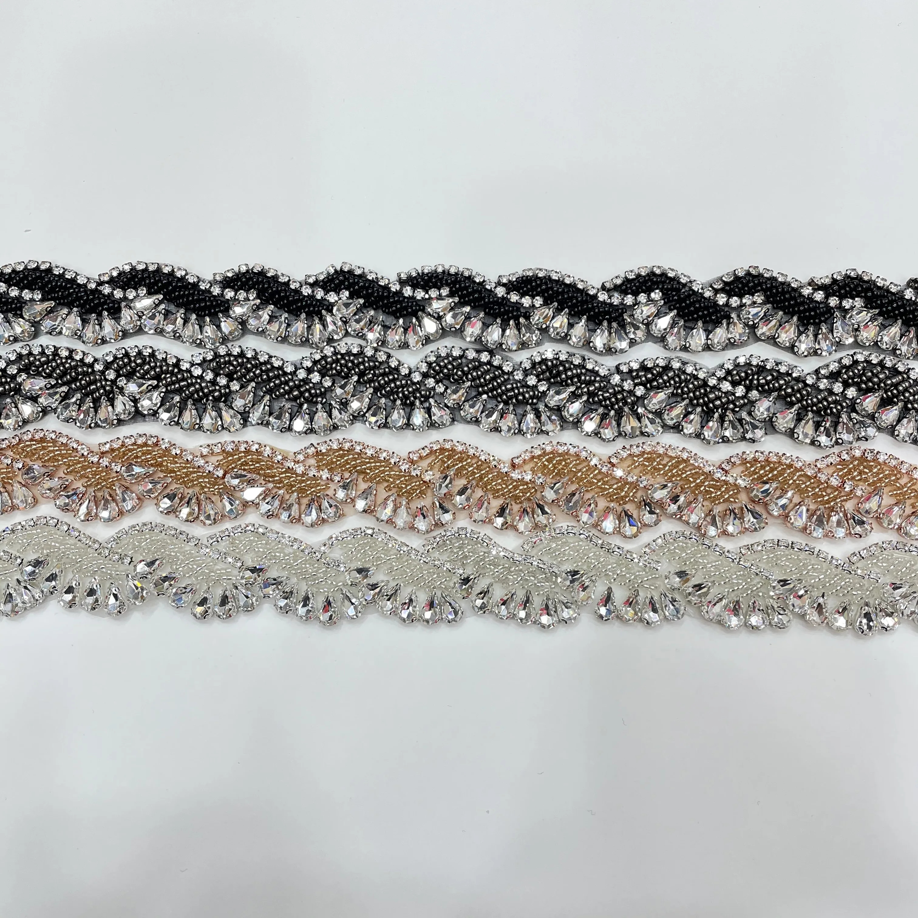 HC-8511 Hechun wholesale gold rhinestone beaded rhinestone trimming and glass bar code