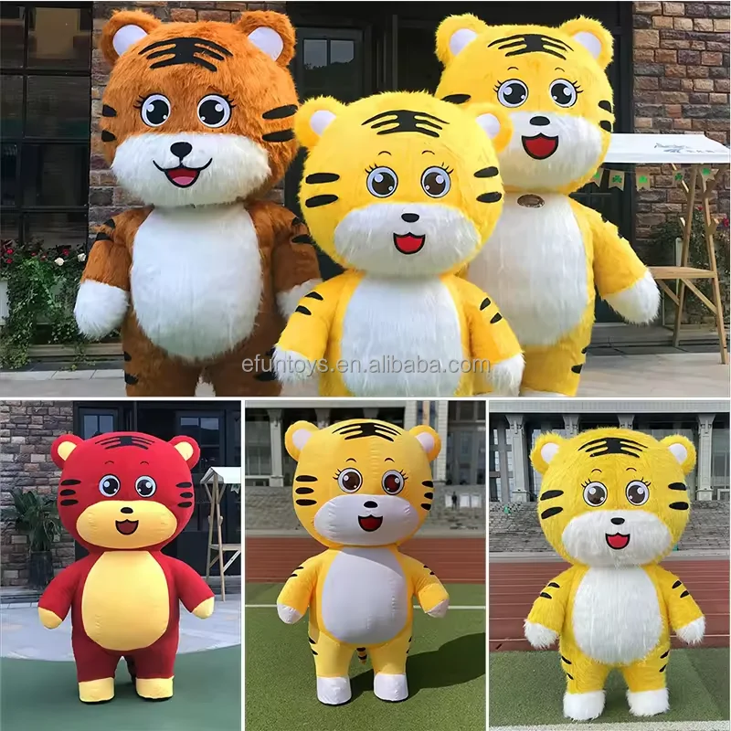Efun 2M/2.6M Giant Inflatable Tiger Mascot Costume Adult Fancy Dress Suit Carnival Anime Inflatable Tiger Christmas New Year