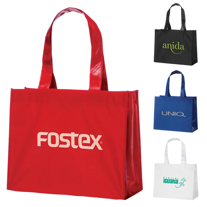 Promotional reusable waterproof pp laminated non woven tote shopping bag with custom logo