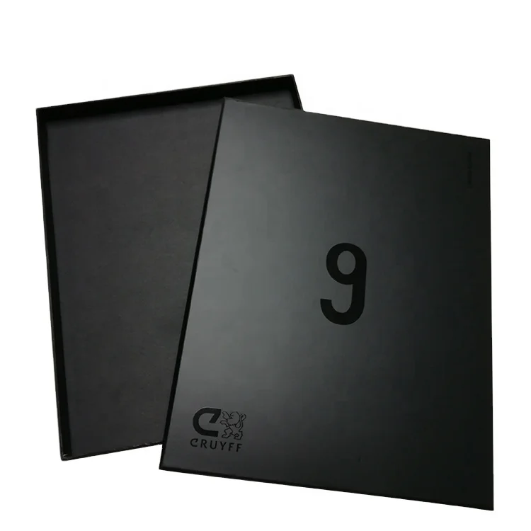 Paper Clothes Packaging Box Custom UV Coating Logo T Shirt Package Box for Retailing Hard Cardboard Lid and Base 2 Pieces Black