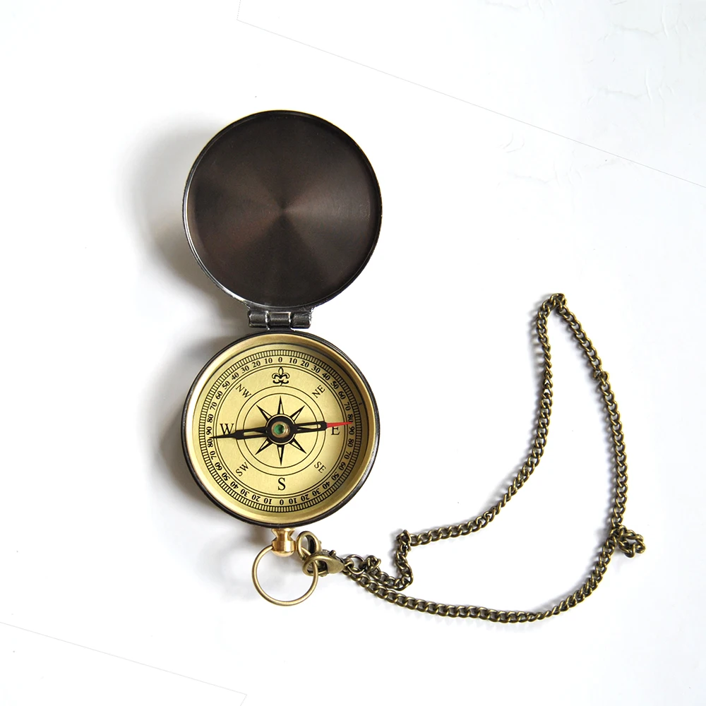 Vintage Style Pocket Compass for Navigation Zinc Alloy Material with Metal Case Pointer Display Survival Gift Hiking Exploring