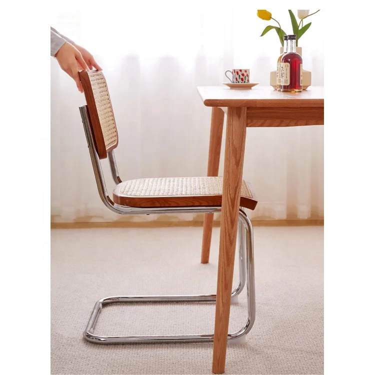 Nordic living room ASH wood solid wooden chair rattan seat dining chair