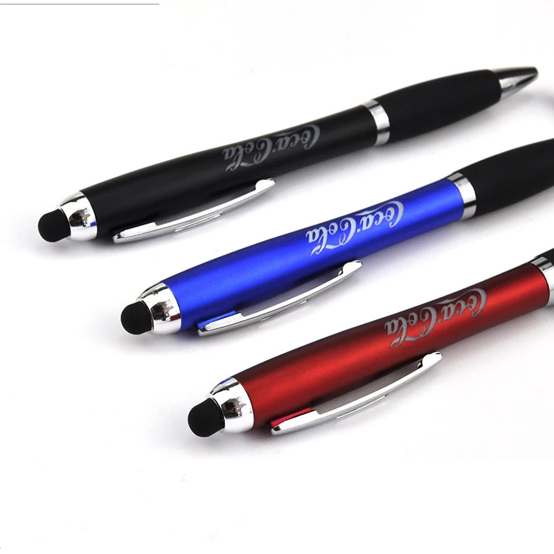 
OEM Led light up gift soft touch screen pen Custom logo promotional ballpoint ball pen with stylus 
