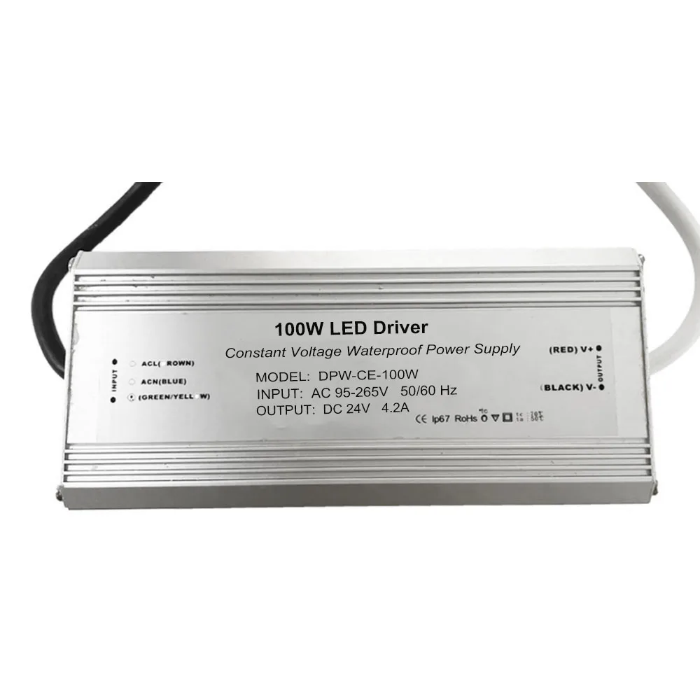 CE certified 100W IP67 IP65 power supply DC 24V 4.2A with waterproof aluminium housing switching power supply 03
