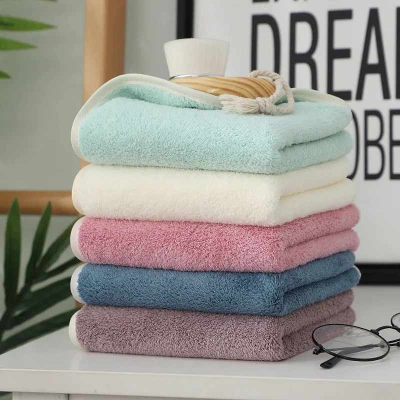 whosale stock kation coral fleece super absorbent  face towel hand towel dish towel with hanger