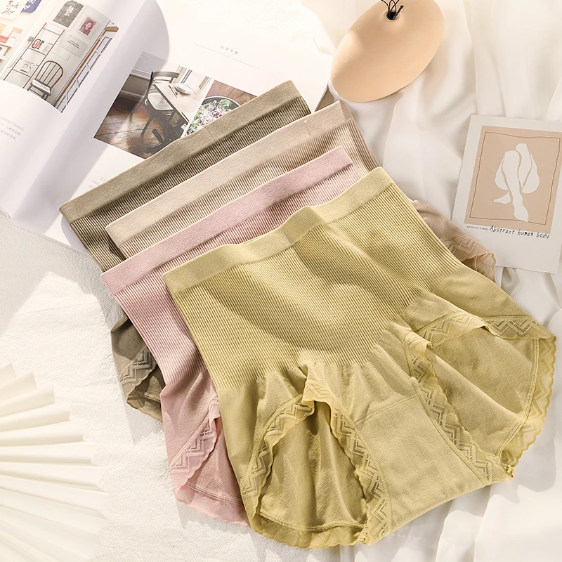 Оптовая продажа, трусики для подростков с цветочным принтом, женские бесшовные трусики с высокой талией, графеновой промежностью, животом и бедрами