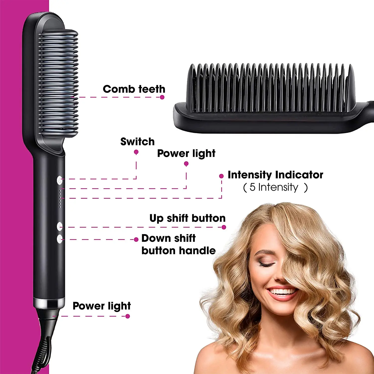 Good Price Multifunctional Straightener Hair Brush Professional Curler Tourmaline Ceramic Hot Comb Curling Iron