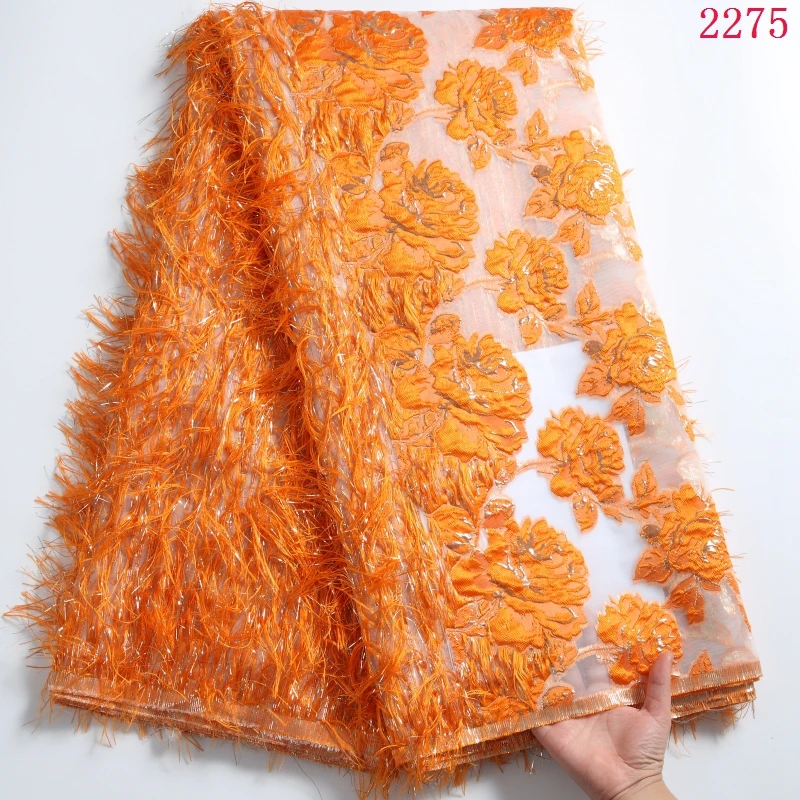 Материал из жаккардового кружева для женщин, африканская французская кружевная ткань, высококачественные перьевые кружева с тиснением, нигерийская ткань 2275