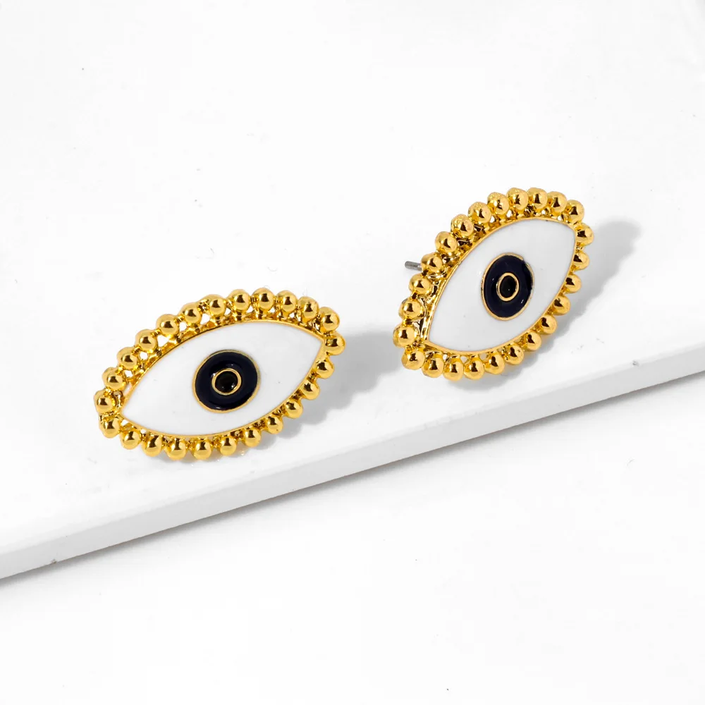 
2019 Hot Selling Metal Earring With Epoxy Gold Stud Earrings For Women Eye Earrings 