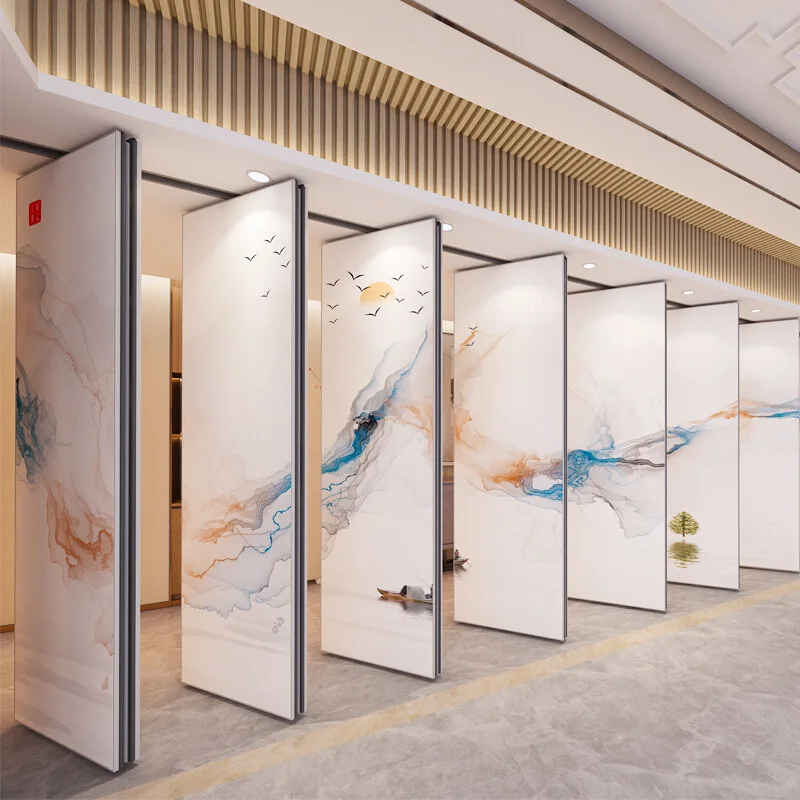 Chinese wooden design style sliding vertical folding walls