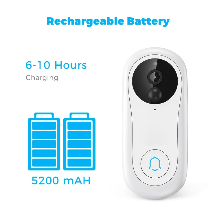 Умный беспроводной видеозвонок с Wi-Fi, 720P, HD, Google Alexa, Wi-Fi, перезаряжаемый аккумулятор, Бесплатная австралийская камера безопасности Tuya, дверной звонок