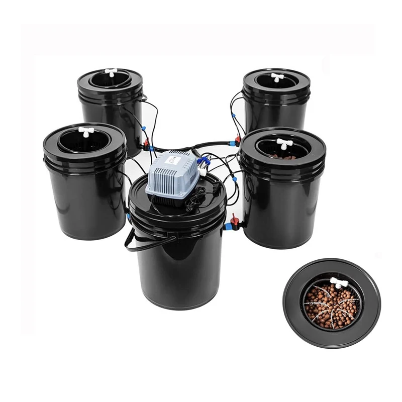Drip watering Recirculating Hydroponic system 5 bucket air pump and cycle pump hydroponic container