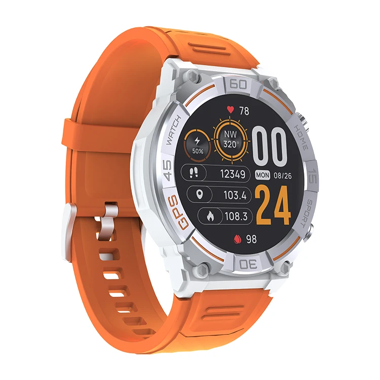 Round Navigation GPS Tracker Altimeter Barometer Sports MG02 Smart Watch with BT Calling Function