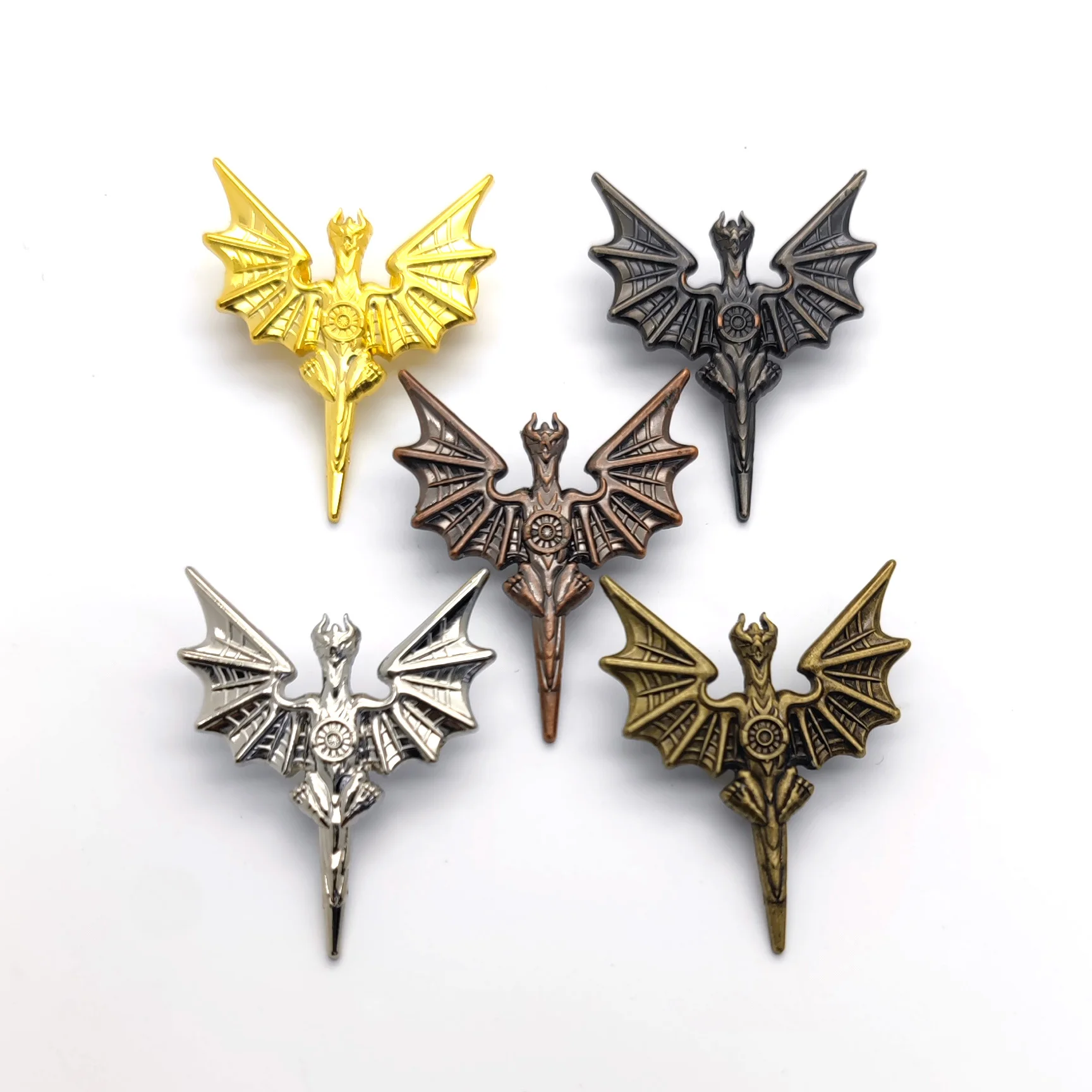 Unique Design Silver Gold  Antique Plating 3D Metal  Custom Bat Badge Lapel Pin Brooch
