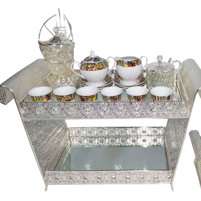 2021 hot sale habesha customized fancy porcelain coffee cup and saucer sets with metal table