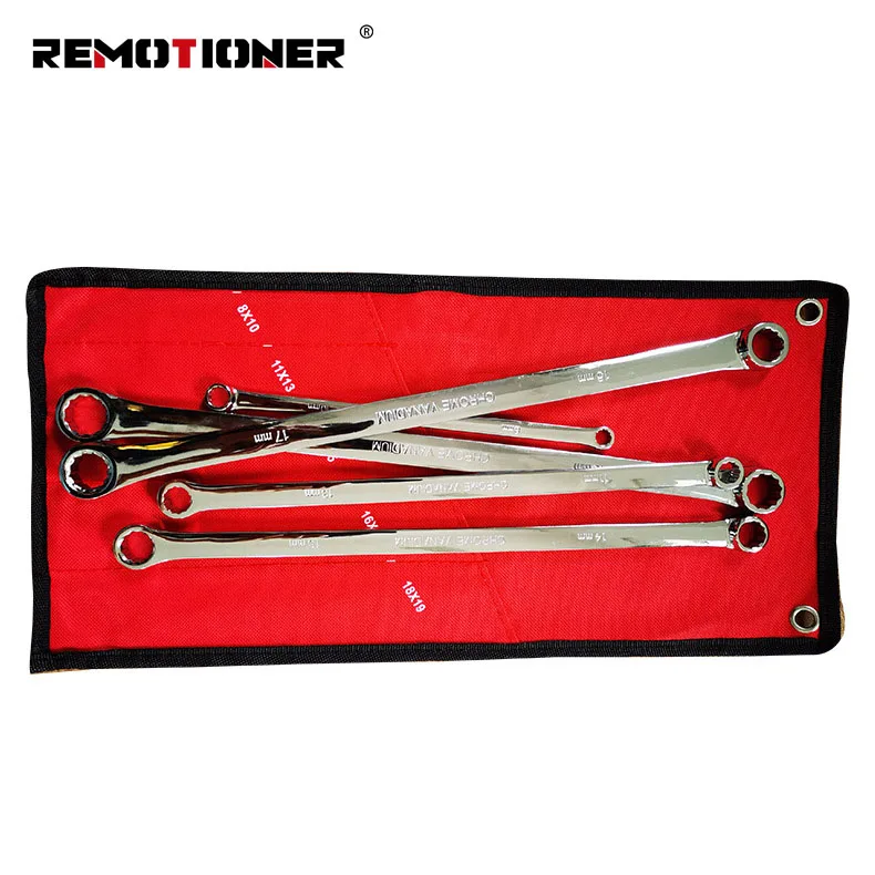 5pcs 8-19mm CRV Double Box End Wrenches Strong Power Less Effort Bolt Extra Long Wrench Set