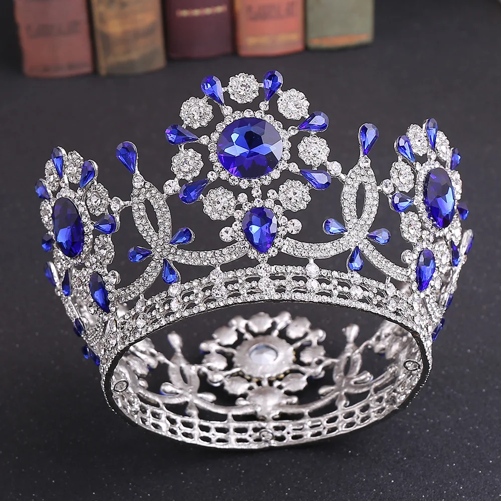 ROMANTIC Full Round Bride Wedding Crown Retro Round Baroque Queen Tiara King Crown
