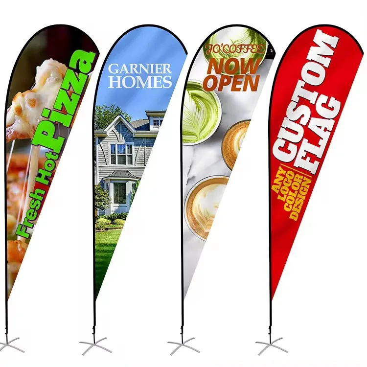 Promotional Advertising Custom Print Flying Beach Flag Custom Teardrop Feather Flags Banners With Flag Pole For Sale