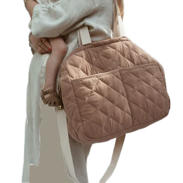Lightweight Diaper Bag Tote for Baby Multifunction Maternity Bag Quilted Stroller Storage Bag Travel Cute Shoulder Diaper Tote