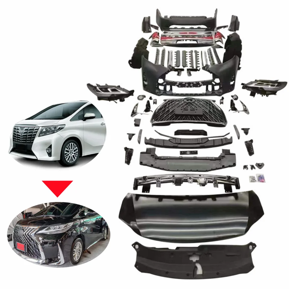 Hot Selling MPV modification AF 30 Upgrade to LM style Front Bumper facelift Body kit For Toyota Alphard 2015-ON