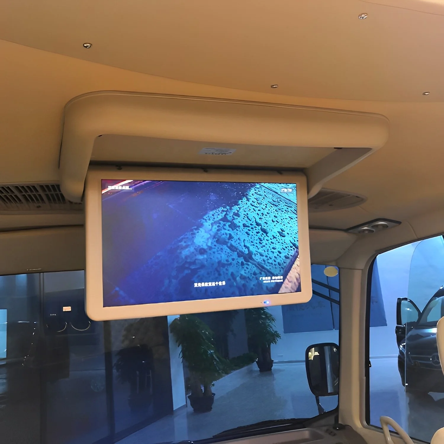 22 Inch Full Motorized Flip down Roof Monitor HD 1080P Large View Angle TV Screen DC24V One Way AV Input Grey Beige Color