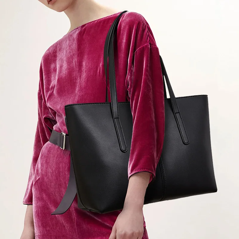 2022 Designer New Fashion Trendy Women Luxury Big Handbag Wholesale PU Leather Large Capacity Ladies Black Tote Hand Bag