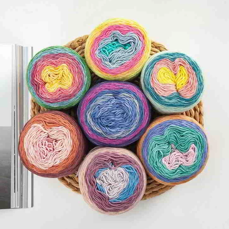 ZENGLONG oem под заказ 14S 5ply 100 г 55% хлопок 45% акрил радужные цвета крашеные пряжи для торта ручное вязание крючком смешанная пряжа