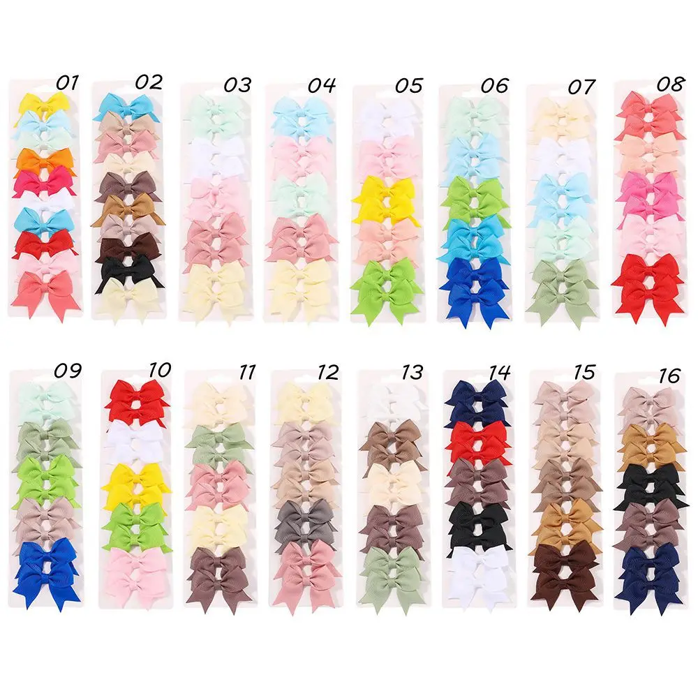 10Pcs/Set New Cute Solid Ribbon Bowknot Hair Clips for Baby Girls Handmade Bows Hairpin Barrettes Headwear Baby Hair Accessories