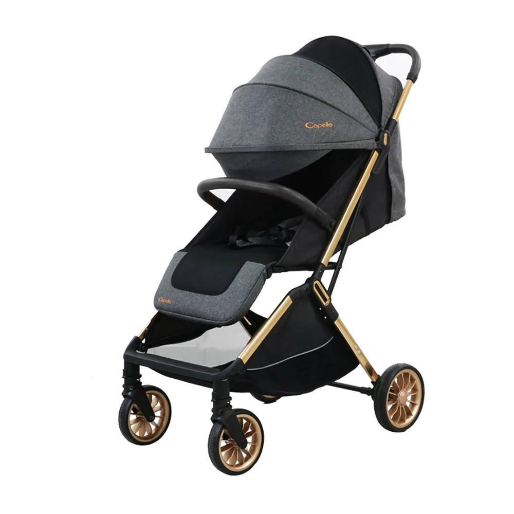 Wholesale Textured Gray X9 Stylish Quick-Fold Boarding Carrier Stroller With Full Sunshade