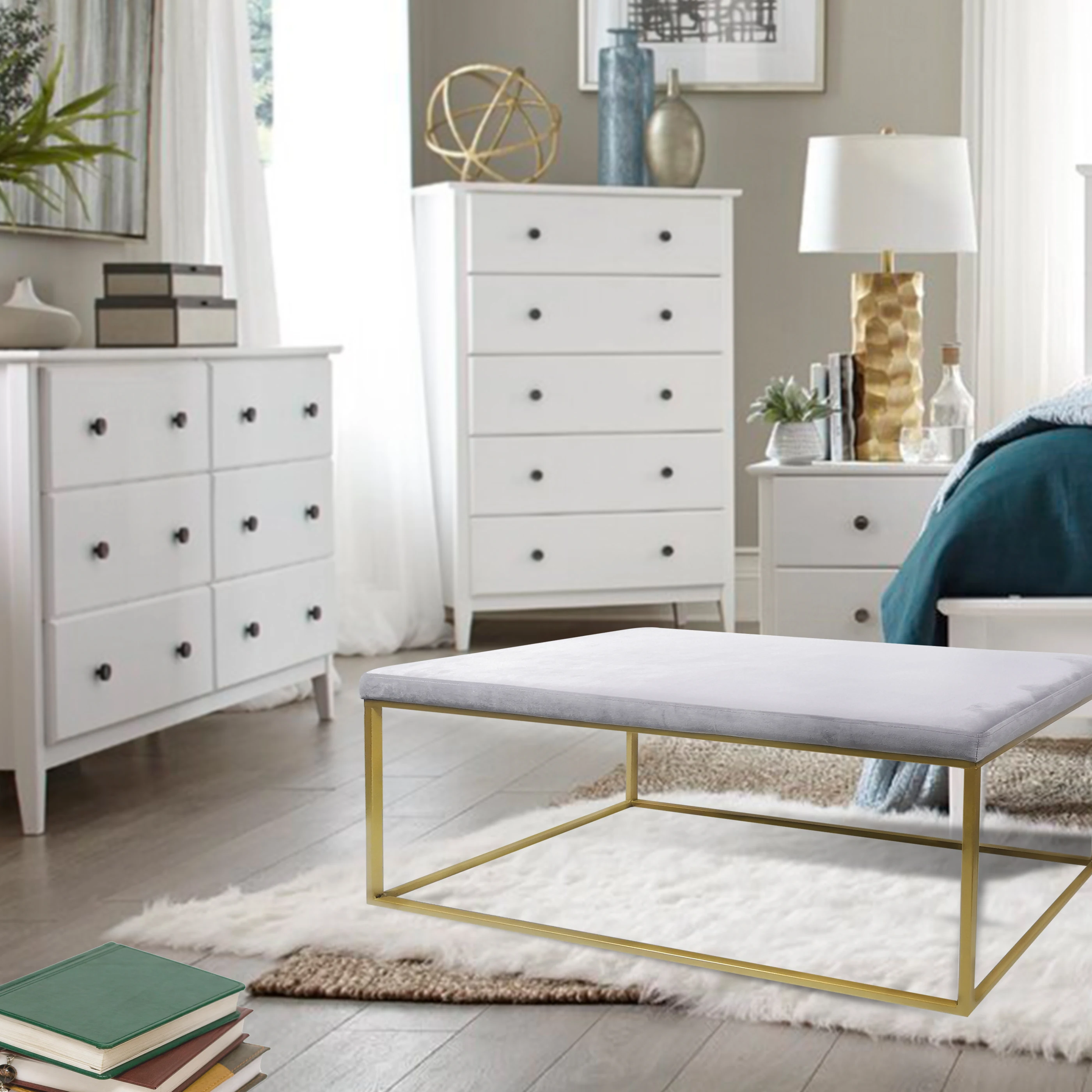 Новейший дизайн, современный оттоманский столик Laynsino с рамой из нержавеющей стали