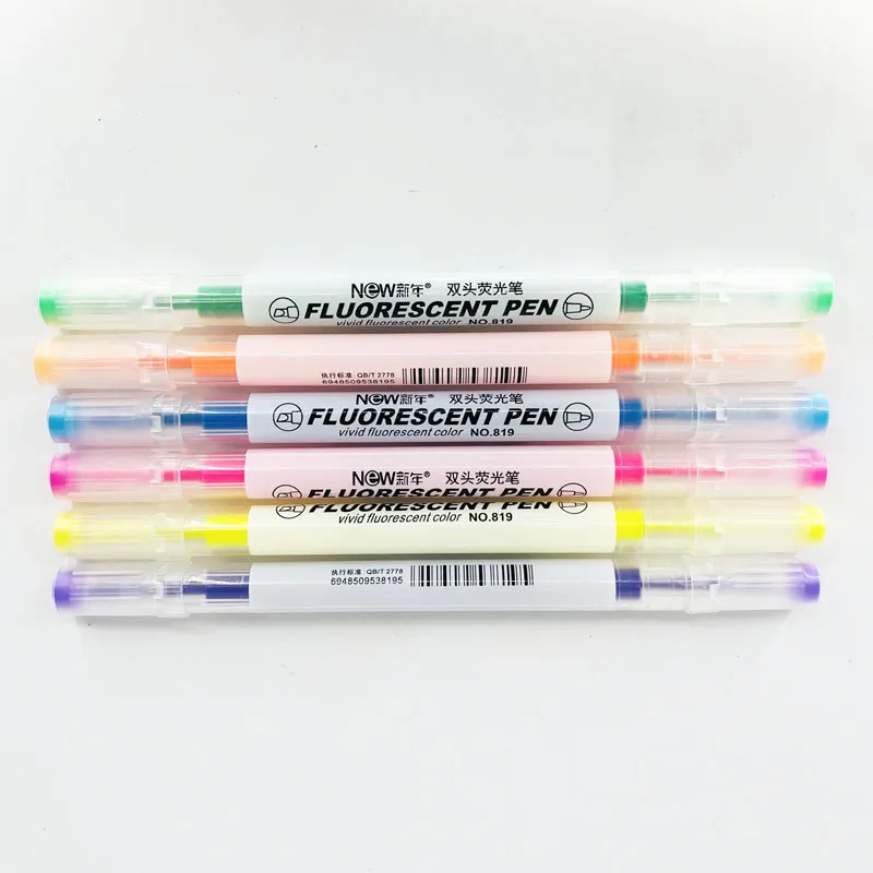 Dual Tips 6 Colors Glitter Gel Pen Set Oblique Highlighter Assorted Colorful Hand Account Marker Girly Glitter Gel Pen Set