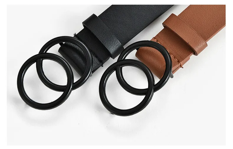 New Fashion Pu leather Waist Double Ring Buckle Ladies Belt For Dresses jeans