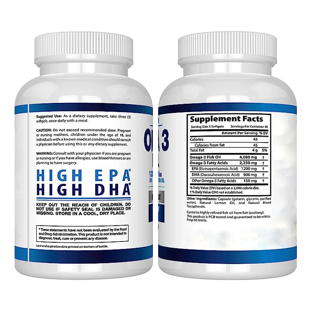 gmp certified omega 3 fish oil 1000 mg dietary supplement - 180 softgels