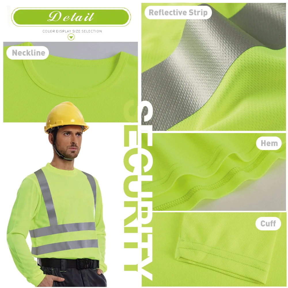Hi vis Class 2 персонализированная одежда безопасные светоотражающие рубашки с длинным рукавом на заказ любого цвета
