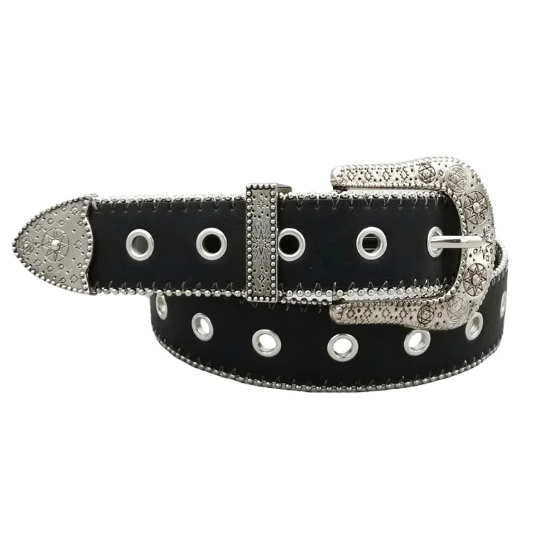 Western Rivets Belts Cowgirl Women Horseshoe Concho Studded PU Belt