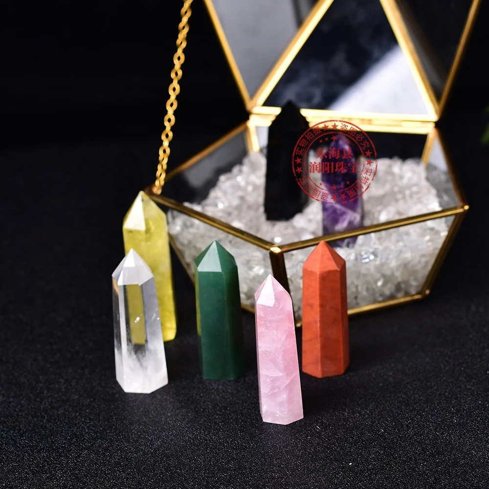 
Seven Colors Energy Gemstone Natural Crystal point Wand Gift Box set for Healing 